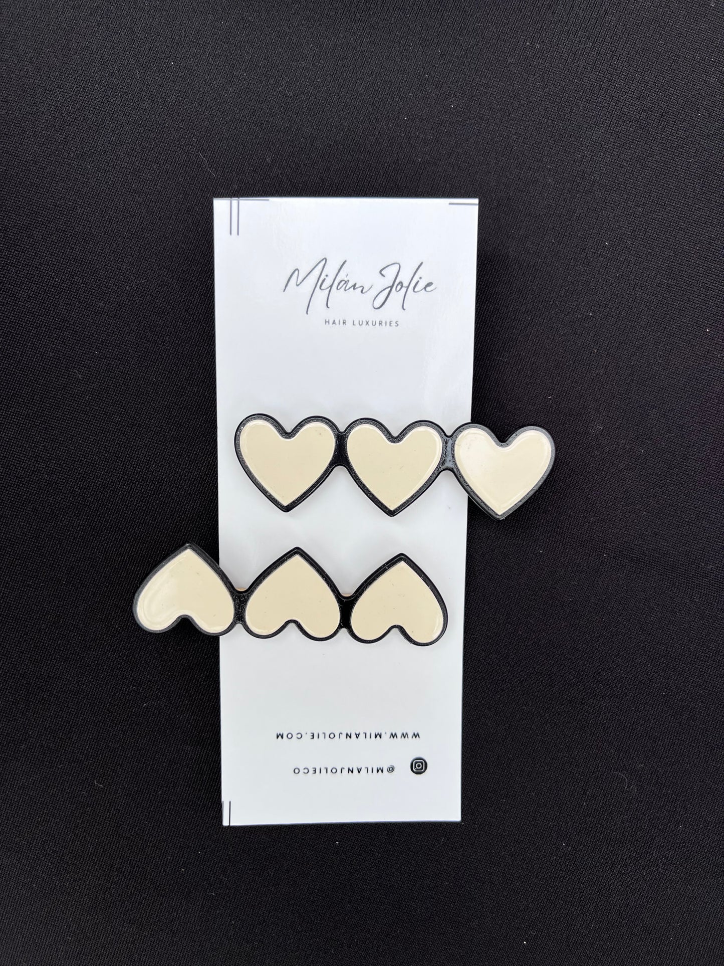 Checker Heart Clips Cream