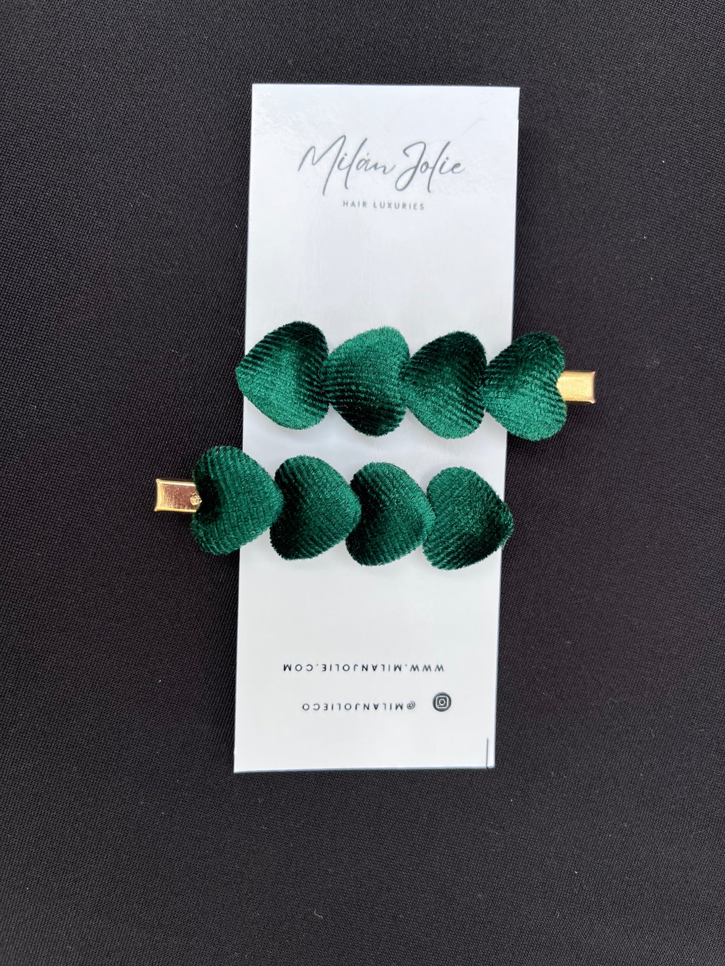 Velvet Heart Clips Emerald