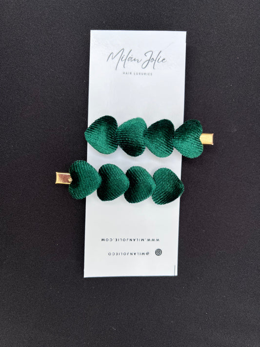 Velvet Heart Clips Emerald
