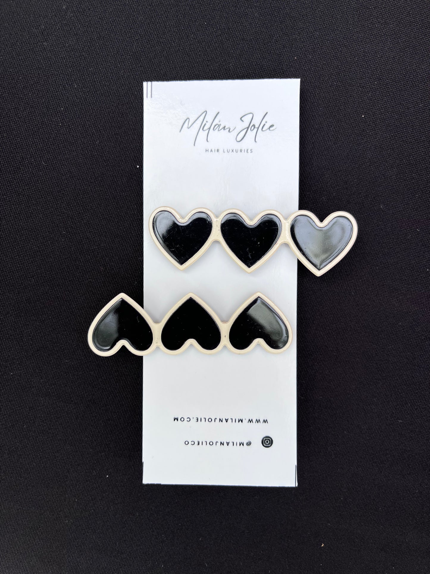 Checker Heart Clips Black